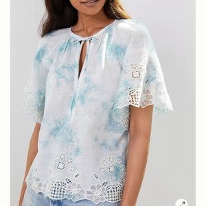 Anthropologie Embroidered Tie- Dye Blouse